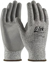 G-Tek PolyKor 16-150 Gray Large Polyester Cut-Resistant Gloves - EN 388 3, ANSI 2 Cut Resistance - Polyurethane Palm & Fingers Coating - 9.4 in Length - 16-150/L [PRICE is per DOZEN]