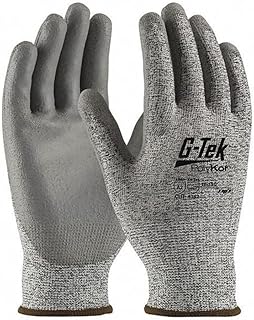 G-Tek PolyKor 16-150 Gray Large Polyester Cut-Resistant Gloves - EN 388 3, ANSI 2 Cut Resistance - Polyurethane Palm & Fingers Coating - 9.4 in Length - 16-150/L [PRICE is per DOZEN]