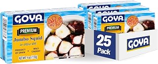 Goya Foods Octopus Style Squid Pieces in Olive Oil, 4 Ounce (Pack of 25)