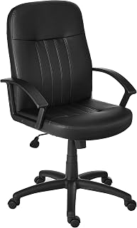 Boss Office Products B8106 Executive Leather Budged Chair in Black, Mid-Back