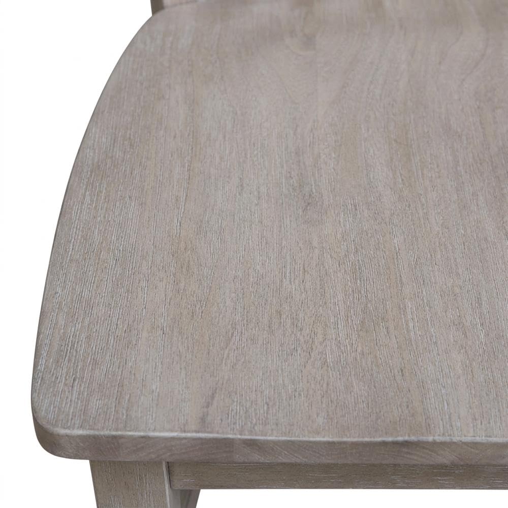 Solid Wood Dining Chair with Mission-Style Frame by Furnifact – Wood, Washed Gray Taupe, Pack of 2