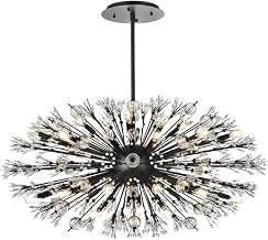 Elegant Lighting Vera 48" Crystal Starburst Oval Pendant in Black
