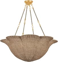 Hudson Valley Lighting Ardonia 6-Light Chandelier | Essential & Natural Style | Vintage Gold Leaf Finish | Made of Natural Woven | Damp-Rated for Bathroom Use | 1076-VGL