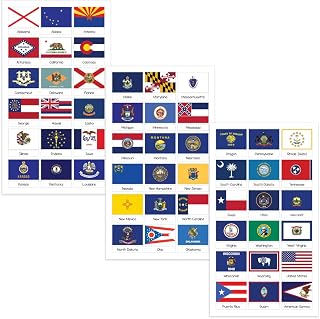 Hygloss Products US State Flags Stickers for Kids and Teachers, 54 Total Stickers, Includes 1 Sets of All 50 United States Flags