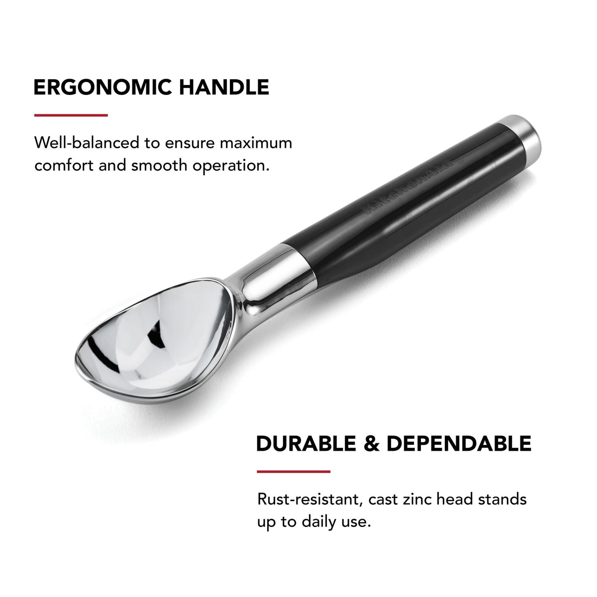 Classic Ice Cream Scoop by KitchenAid – One Size, 8.0 cubic_inches, Zinc, Black, Model KE117OHOBA