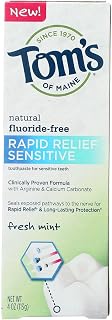 Tom's of Maine Rapid Relief Sensitive Toothpaste - Fresh Mint Fluoride-Free - Case of 6-4 Oz.6