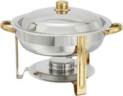 Winco 4 qt Silver Malibu Round Stainless Steel Chafer with Accents