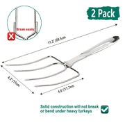 Kaycrown Meat Lifter Forks, Stainless Steel Poultry Carvers Set of 2, Silver