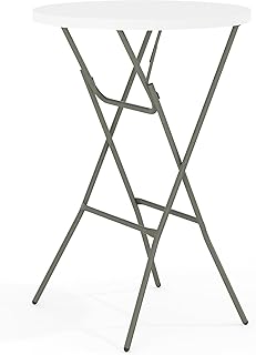 Flash Furniture 2.6-Foot Round Granite White Plastic Folding Table | Lightweight, Easy Storage, Commercial Grade