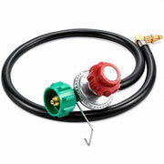 Glownary 36 Inch PVC Gas Connector Hose with 20 PSI Adjustable Regulator – Male Fitting, 1/8 Thread Right Angle Connector for Outdoor Deep Fryers