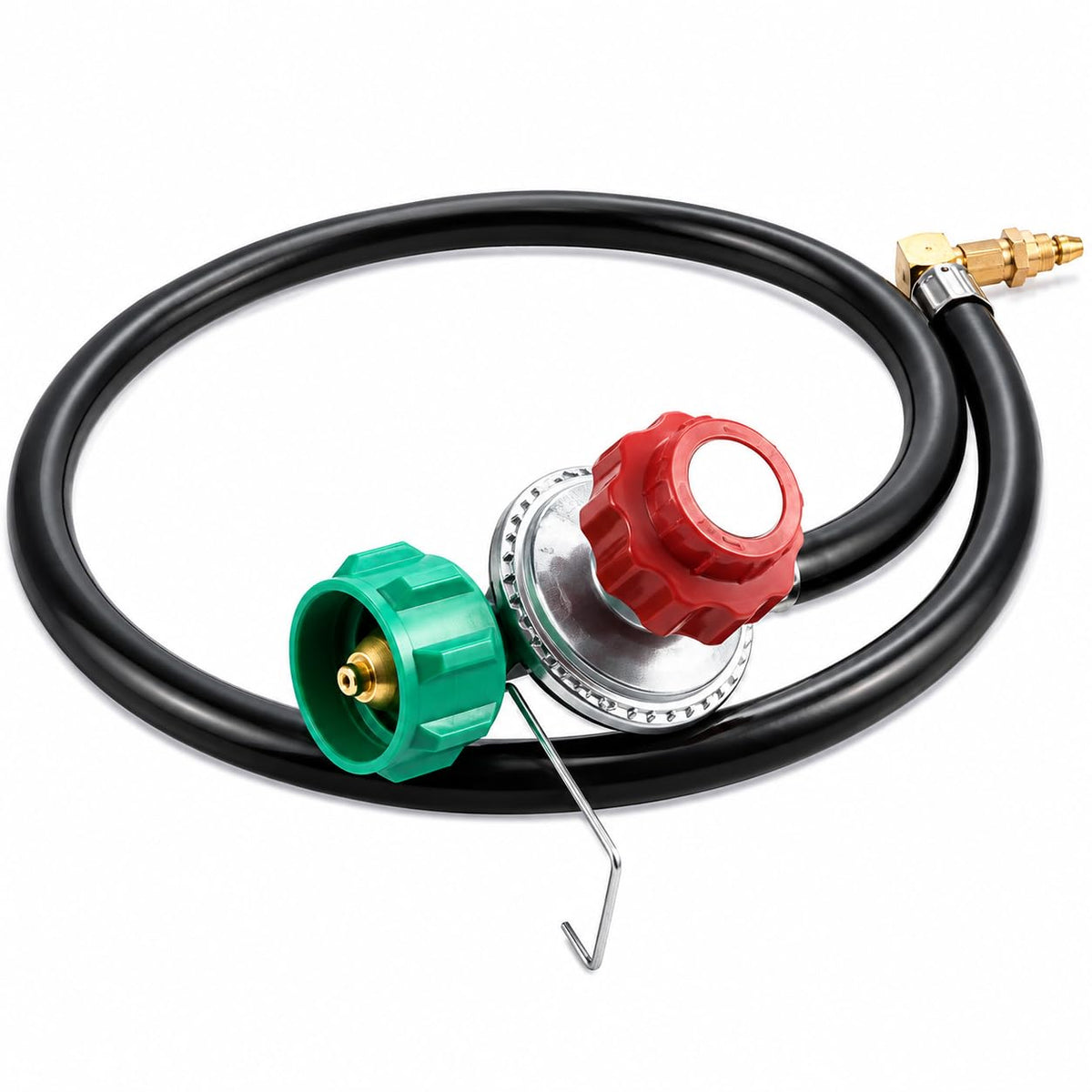 Glownary 36 Inch PVC Gas Connector Hose with 20 PSI Adjustable Regulator – Male Fitting, 1/8 Thread Right Angle Connector for Outdoor Deep Fryers