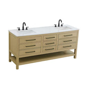 Elegant Kitchen and Bath 72" Double Bathroom Vanity in Honey Brown by karson – Wood, Honey Brown, Model VF60572DMHB