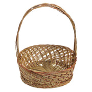 Two-Tone Coco Rib Gift Basket with 13"H Handle -12 1/2"Dia x 4"H by HILLS IMPORTS INC – Red