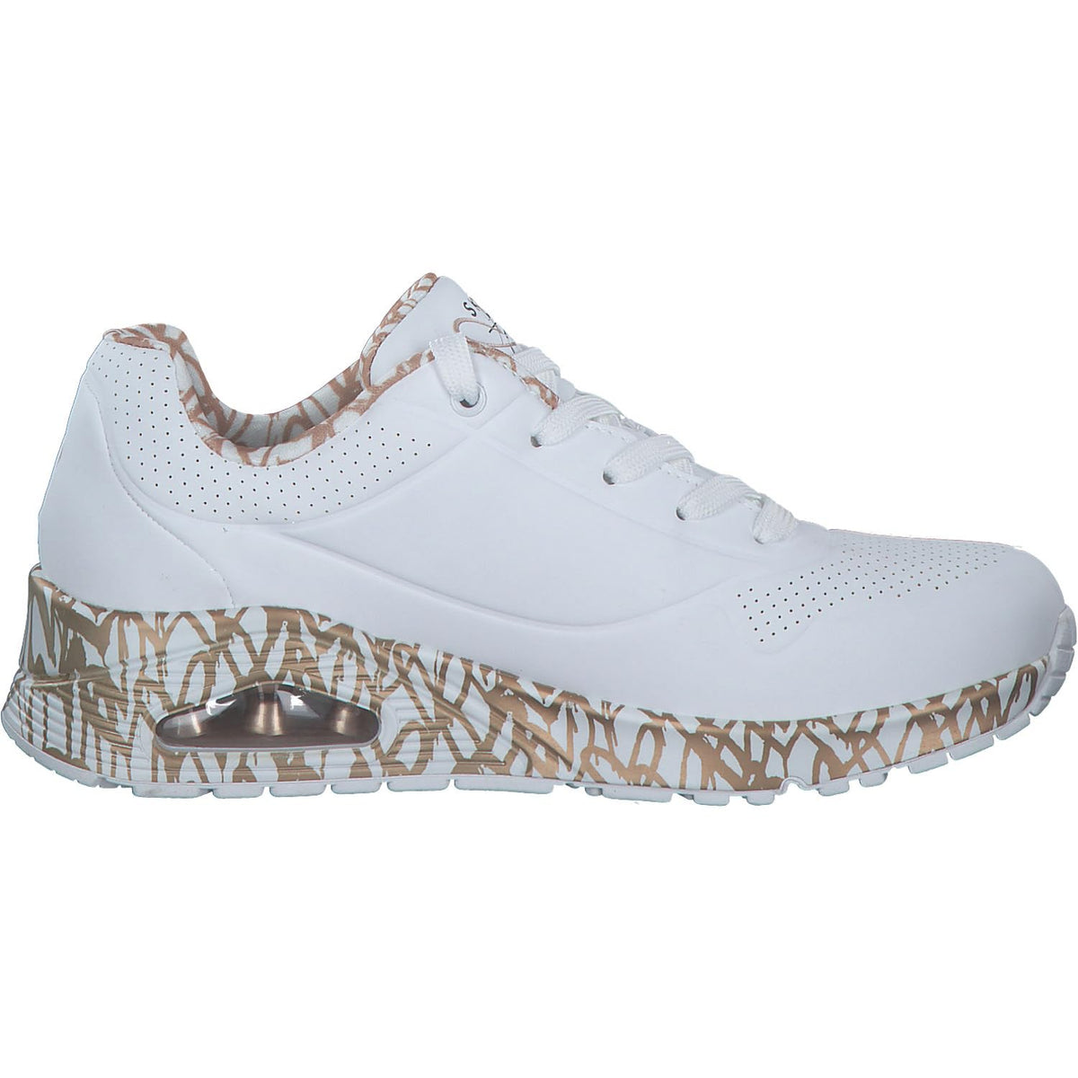 Street Womens by Skechers – 6.5, Faux Leather, White/Rose Gold New, Model 155506 WTRG