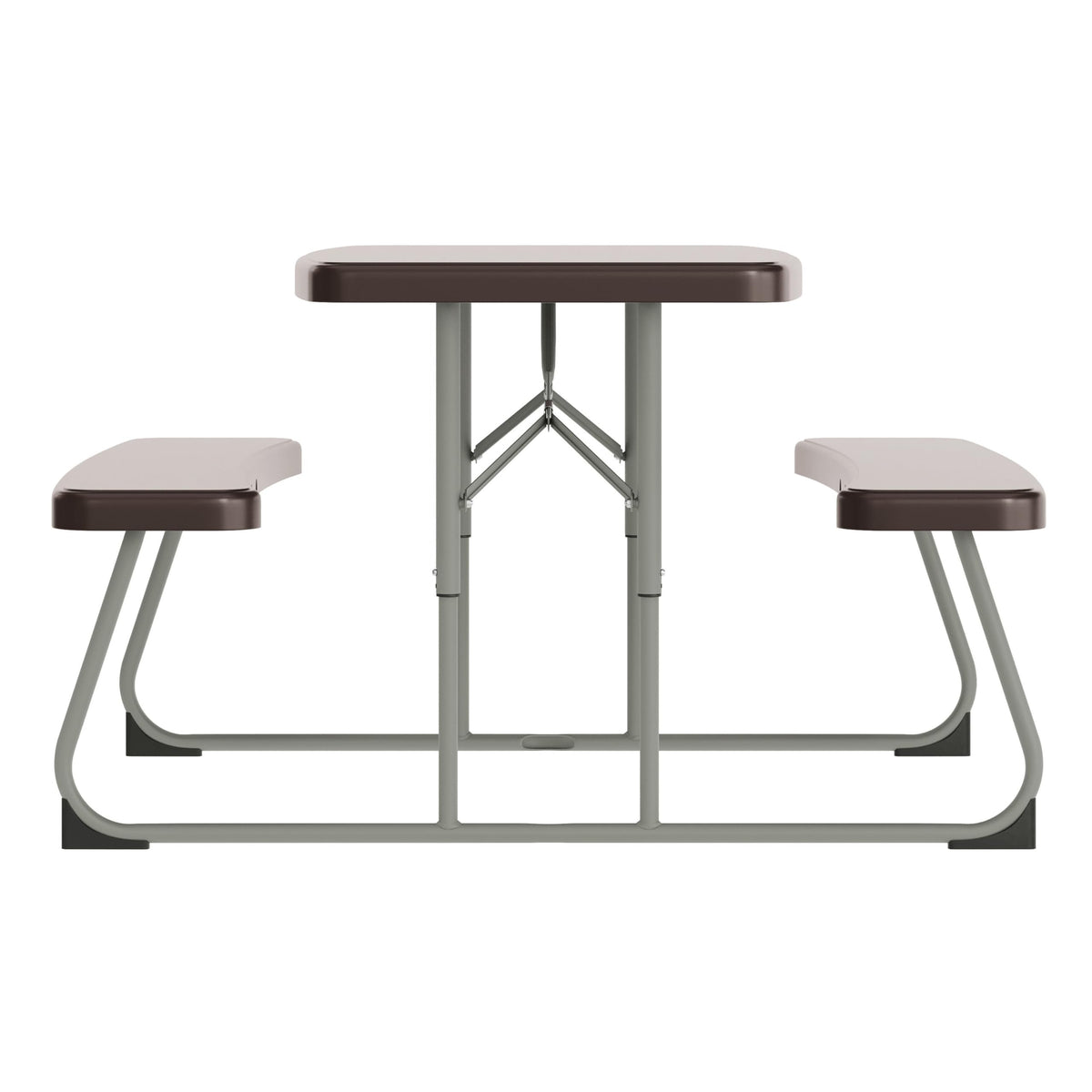 Kids Commercial Grade Plastic Folding Picnic Table by Flash Furniture – Set of 1, Plastic, Steel, Plastic: Polyethylene, Brown, Model RB-EBB-2432FD2-BR-GG