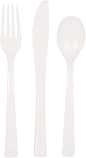 Unique Party White Plastic Silverware Set for 6 Guests (18pcs)