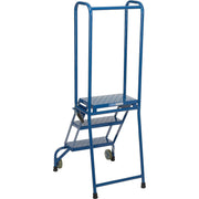 3 Step Modified Lock-N-Stock Folding Ladder by Ballymore – 28"L x 24"W x 25"H, Alloy Steel, Blue, Model LS32410