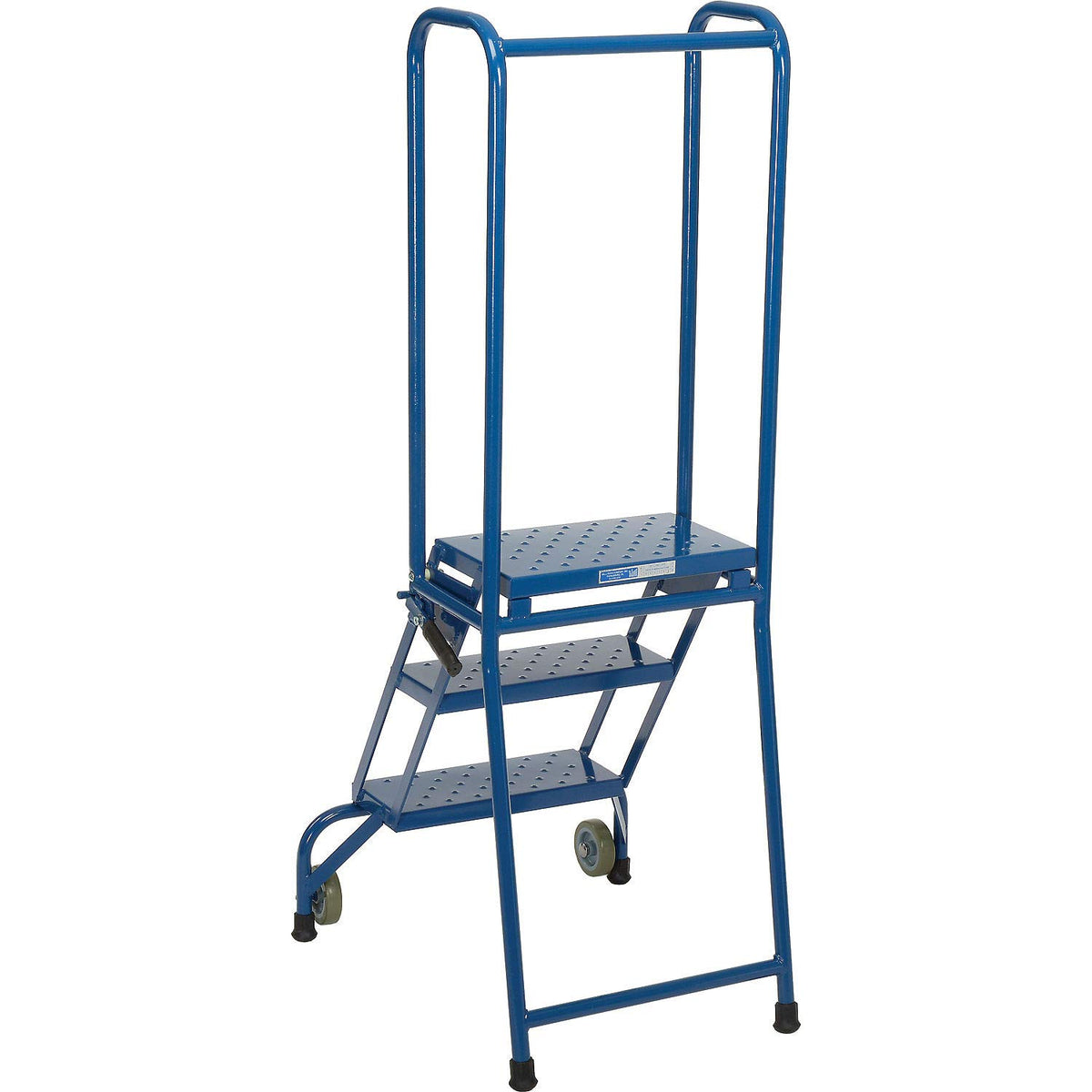 3 Step Modified Lock-N-Stock Folding Ladder by Ballymore – 28"L x 24"W x 25"H, Alloy Steel, Blue, Model LS32410