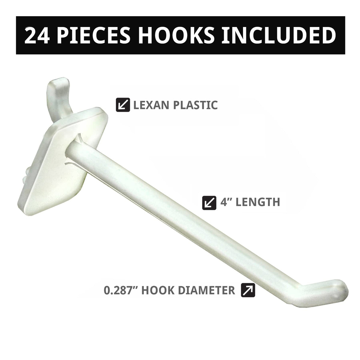 Azar Displays Pegboard + Hooks / White / 8 inches (W) x 8 inches (D) x 20 inches (H) Display Racks