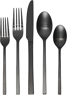 Oneida Allay Midnight 20-Piece Silverware Set for 4, Flatware | cutlery set | 18/0 stainless steel | dishwasher safe | silver | kitchen and dining | place setting knives spoons and forks