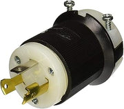 Hubbell HBL2611 Locking Plug, 30 amp, 125V, L5-30P, Black and White
