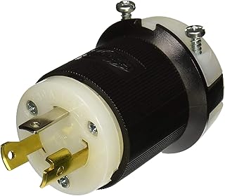 Hubbell HBL2611 Locking Plug, 30 amp, 125V, L5-30P, Black and White