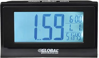 Global Industrial 6-1/3"W Digital Alarm Clock, Indoor Temperature and Humidity Display