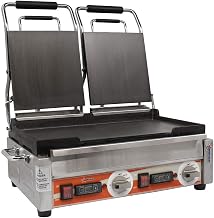 10″ X 18″ DOUBLE PANINI GRILL WITH TOP AND BOTTOM SMOOTH GRILL SURFACE WITH TIMER