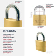 55/40 Keyed Alike Code 5406 Solid Brass Keyed Padlock with 2 Keys by ABUS – 1 Pack, Brass, Gold, Model 55246