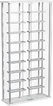 Furnifact Metal Tempered Glass Wine Cabinet with LED Lighting, Bar Cabinet with Wine Rack Liquor Curio Storage for Home, Chrome