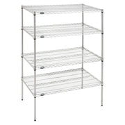 Shelving Unit with 4 Shelves Silver Wire - 48" L x 24" W x 63" H by HUBERT – Alloy Steel, Silver, Model K2448-3TA