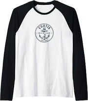 Curtis Michigan Vintage Nautical Anchor Design Raglan Baseball Tee