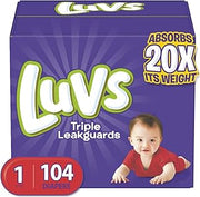 Luvs Triple leakguards Diapers Size 1 104 Count, 104 Count