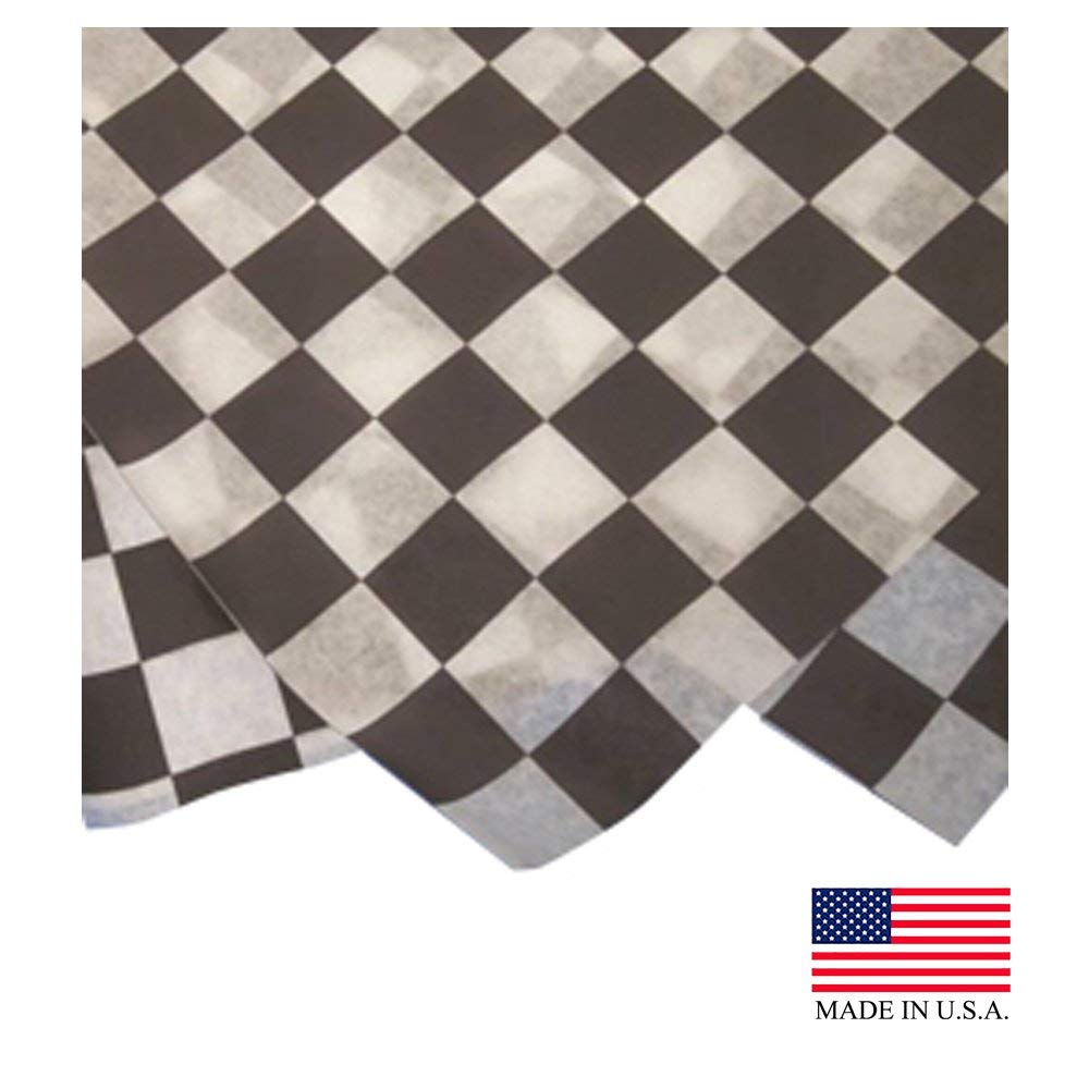 Durable Packaging Stock Print Dry Wax Flat Sheets, 12" x 12", Black Check (Pack of 2000)