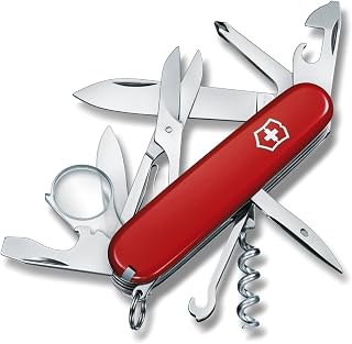 Victorinox Explorer Swiss Army Knife - 16 Function Pocket Tool - Red | Swiss Made Multi-Tool with Magnifying Glass, Phillips Screwdriver, Scissors, 2 Blades, and Can Opener - 91 mm Compact Size
