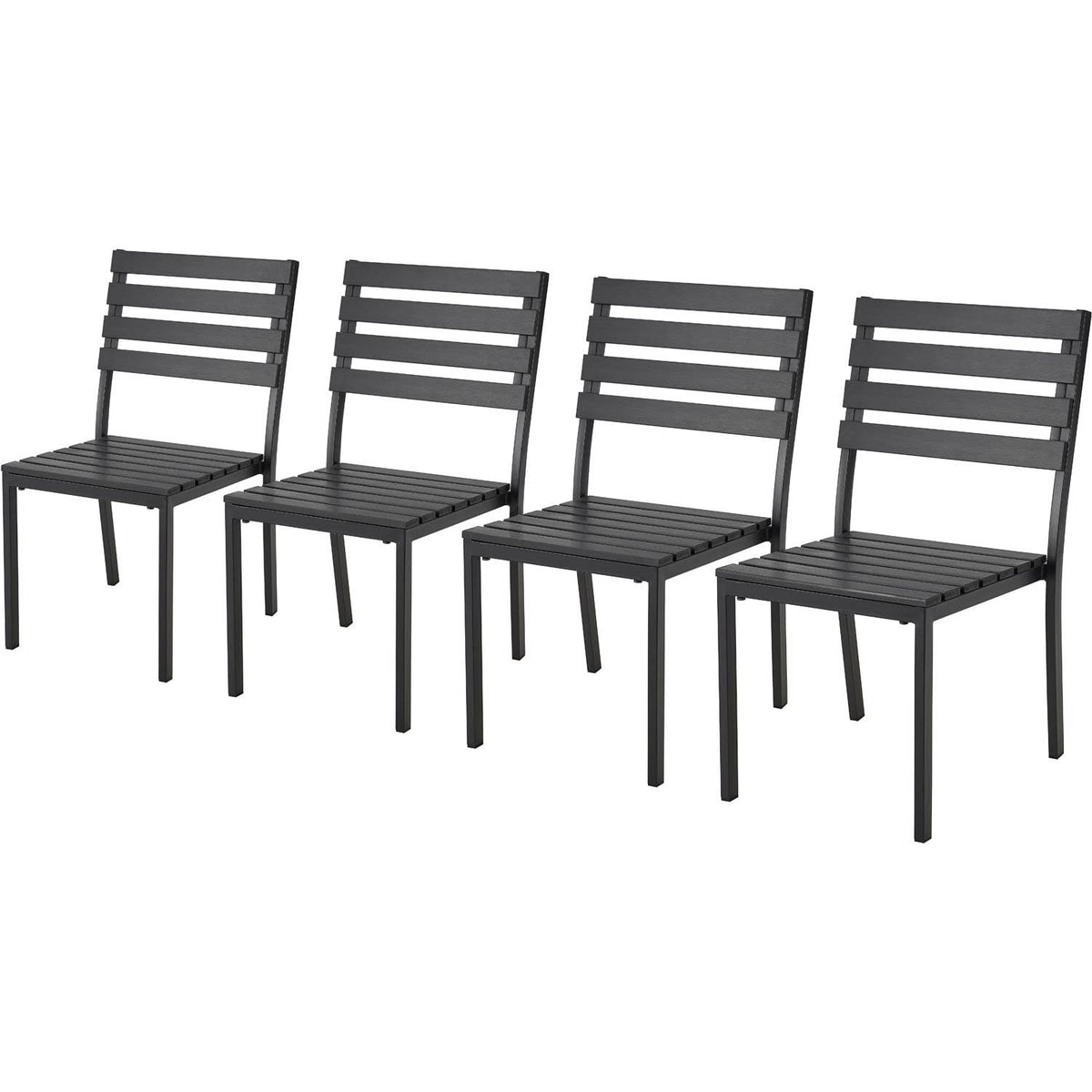 Stackable Outdoor Dining Armless Chair by Global Industrial – Alloy Steel, Black, Model 436986BK