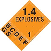 Labelmaster PSR72-SP Explosive Class 1.4 Hazmat Placard with Tabs, Removable Vinyl (Pack of 25)