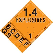 Labelmaster PSR72-SP Explosive Class 1.4 Hazmat Placard with Tabs, Removable Vinyl (Pack of 25)