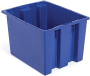 AKRO-MILS Stack and Nest Tote Box - 24x16x12" - Blue - Lot of 3