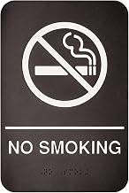 Winco 6" x 9" Black/White No Smoking Area Sign, Braille | Great for Facility Signage, Staff Areas, Restrooms and Compliance Notices