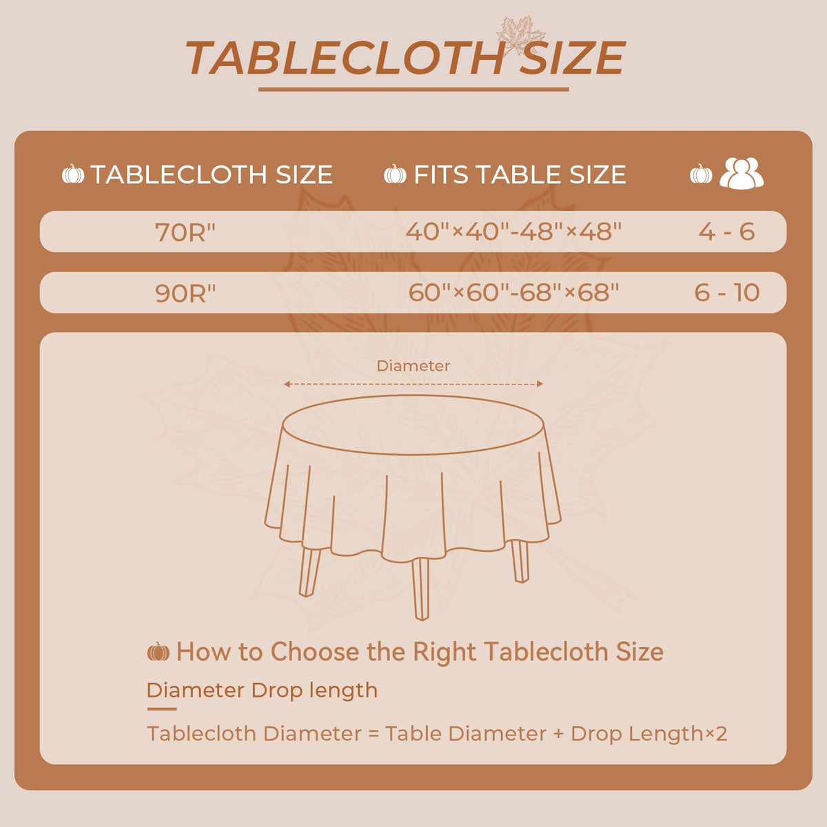 Romanstile Round Tablecloth, 70 Inch Diameter, Linepumpkin