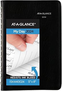 AT-A-GLANCE 2024 Daily Planner, DayMinder, Hourly Appointment Book, 5" x 8", Small, Black (SK440024)