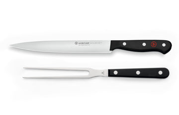 Wusthof Gourmet Carving Set, 8 Inch Knife with Fork, Black