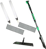 UNGER Commercial Excella 18" Floor Cleaning Kit with Straight Pole - Adjustable Height, Liquid Dispensing System, 2 Microfiber Pads and Refillable Bottles - EFKT8