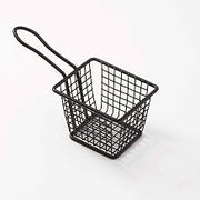 American Metalcraft FRYB433 Rectangular Snack Basket w/Handle, Black, 4"