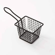 American Metalcraft FRYB433 Rectangular Snack Basket w/Handle, Black, 4"