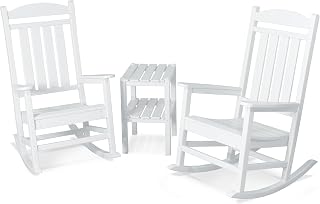 Polywood PWS138-1-WH Presidential 3-Piece Rocker Chair Set, White