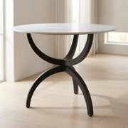 Dining Table with 40-Inch Round White Marble Top by Starlight Canyon Home – 40 inch diameter, 30 inch height, Metal, White