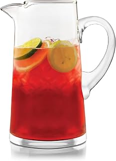 Libbey Cantina Clear Glass Pitcher, 90 Oz, Modern, Elegant Glass Pitcher for Cocktails, Iced Tea & More, Handblown Beverage Serveware for Parties