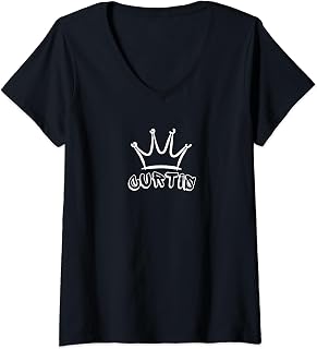 Womens CURTIS Family Name - Cool Curtis Name and Royal Crown V-Neck T-Shirt